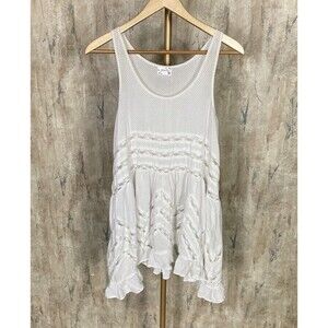 Free People Top XS White Intimately Voile Tunic Tank Top Lace
